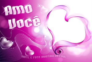 Moldura Amor - Coração Amo Você Coração rosa com frase 'Amo Você', fundo rosa.