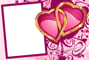 Moldura Amor - Corações Ouro Diamante Corações ouro, diamantes, moldura luxuosa, fundo rosa.