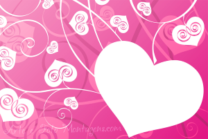 Moldura Amor - Ramos de Corações Vários ramos com corações, moldura delicada, fundo rosa.