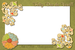 Moldura Comemorativa - Dia da Vovó Vintage Feliz dia da Vovó, elementos vintage, fundo verde antigo.