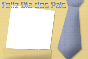 Moldura Comemorativa - Dia dos Pais Camisa Camisa social amarela, gravata azul, frase 'feliz dia dos pais'.