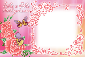 Moldura Diversas - Borboletas e Rosas Pink Borboletas, rosas pink, moldura rosa, fundo rosa brilhos.