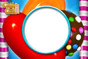 Moldura Diversas - Candy Crush Doces Candy Crush, moldura azul redonda.