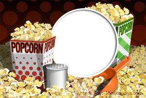 Moldura Diversas - Cinema Pipoca Pop Corn Pipoca, moldura cinema, fundo vermelho.
