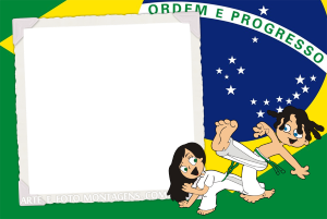 Moldura Diversas - Esporte Capoeira Capoeiristas, fundo de bandeira do brasil.