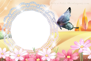 Moldura Diversas - Flores Jardim Borboleta Flores, jardim, borboleta.
