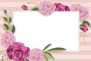 Moldura Diversas - Flores com fundo listrado Flores rosas, fundo rosa claro listrado.