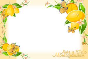 Moldura Diversas - Limões Limões sicilianos, folhas, fundo amarelo.