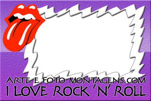 Moldura Diversas - Música Rock boca rolling stones, frase 'i love rock n roll'.
