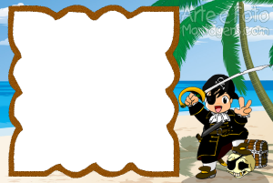 Moldura Diversas - Pirata Caveira pirata, espada, praia.