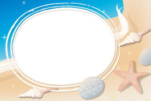 Moldura Diversas - Praia Areia Areia praia, conchas, estrela do mar.