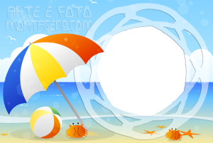 Moldura Diversas - Praia Guarda-sol Guarda-sol, praia, mar.