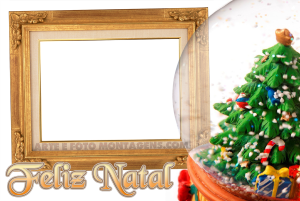 Moldura Natal - Bola de Cristal com Neve Bola cristal neve, moldura quadro vintage.