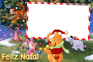 Moldura Natal - Pooh Ursinho Pooh Natal, gorro, papai noel leitão, io, tigrão.