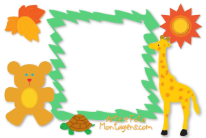 Moldura Infantil - Animais Ursinho Girafinha Urso e girafa.