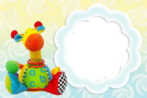 Moldura Infantil - Baby Girafinha Toy Girafinha de pelucia, brinquedo.