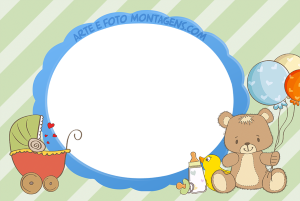 Moldura Infantil - Baby Ursinho Ursinho bebê, moldura azul, moldura azul.