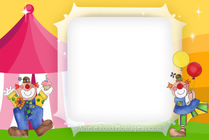 Moldura Infantil - Circo Palhacinhos Dois palhacinhos, circo.
