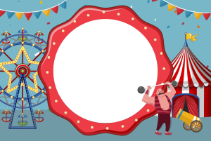 Moldura Infantil - Circo Parque circo, roda gigante, fundo parque.