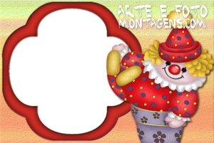 Moldura Infantil - Circo Palhaço palhacinho vermelho.