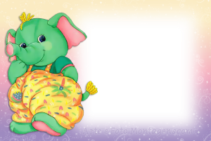 Moldura Infantil - Elefante Elefantinho verde.