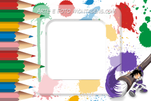 Moldura Infantil - Escolar Arte Materiais escolares (lápis, tintas, pincel).