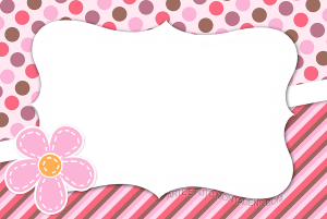 Moldura Infantil - Scrap Flor sticker de flor, fundo rosa estampado estilo scrapbook.