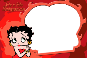 Moldura Personagens - Betty Boop Betty Boop vestido vermelho, pin-up, moldura vermelha, fundo vermelho.