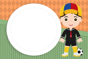 Moldura Personagens - Chaves Kiko Baby Kiko animado chibi, uniforme marinheiro, bola, moldura circular cinza clara, fundo painéis laranja verde.