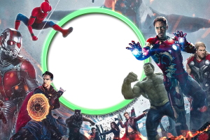 Moldura Personagens - Vingadores Guerrainfinita Heróis Vingadores Guerra Infinita, moldura circular verde branca - alternativa.