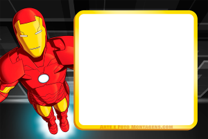 Moldura Personagens - Vingadores Iron Man Homem De Ferro Homem de Ferro filme, personagens, moldura preta formato escudo metálico, fundo preto.
